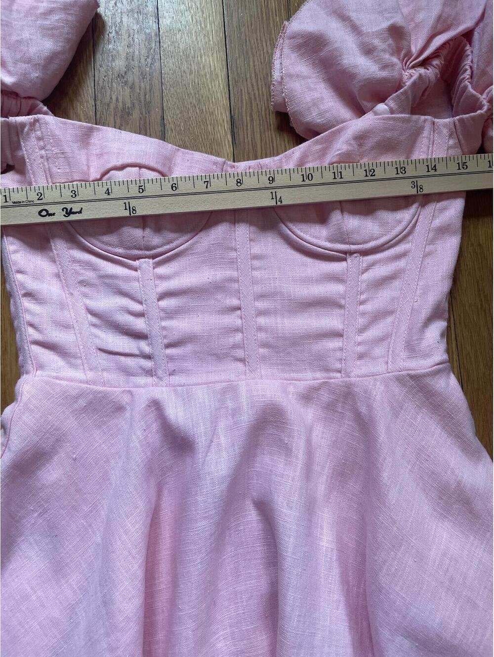 Bardot Linen Sigma Mini Dress Baby Pink Size Small US 4 New With Tags - Picture 6 of 8